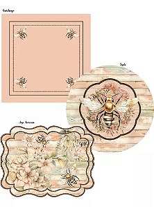 Kit 6 Supla+ Guardanapo+ Jogo Americano Decoração Mesa Posta Abelha