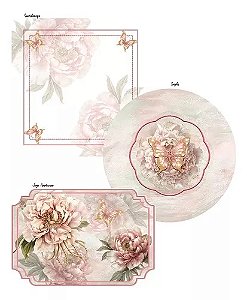 Kit 6 Supla+ Guardanapo+ Jogo Americano Decoração Mesa Posta Floral Borboleta