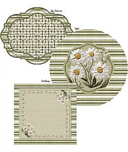 Kit 6 Supla+ Guardanapo+ Jogo Americano Decoração Mesa Posta Margarida R$ 169