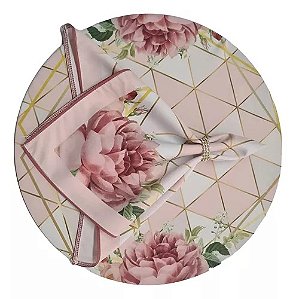 Suplat 8 Capas + 8 Bases Mdf + 8 Guardanapos Floral Estampa 5