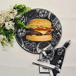 Suplat 8 Capas + 8 Bases Mdf + 8 Guardanapos Hamburguer Estampa 8
