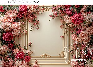 Fundo Fotográfico Boiserie Flores