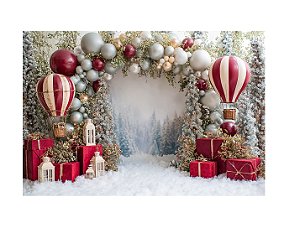 Fundo Fotográfico Preseente Balões Neve