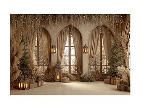 Fundo Fotográfico Janela Luzes de Natal