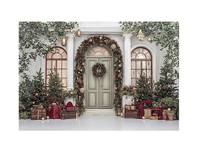 Fundo Fotográfico Porta com Presentes de Natal