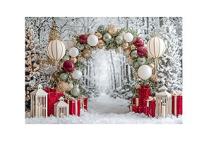 Fundo Fotográfico Natal Neve Guirlanda