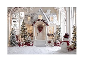 Fundo Fotográfico Casa Natal Boneco Neve
