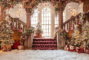Fundo Fotográfico Árvores Escadas de Natal