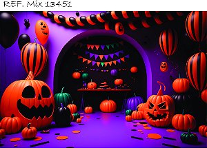 Fundo Fotográfico Halloween Abóboras