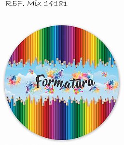 Painel Festa Redondo Sublimado Formarura Lápis Coloridos