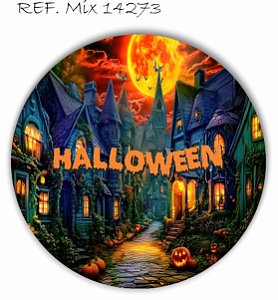 Painel Festa Redondo Sublimado Halloween Vila
