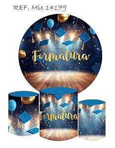 Kit Painel Redondo Sublimado  Formatura  + Trio de Cilindros Veste Fácil