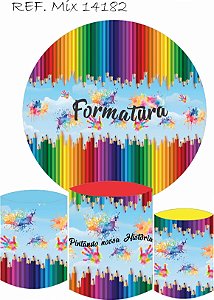 Kit Painel Redondo Sublimado  Formatura Lápis + Trio de Cilindros Veste Fácil