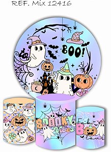 Kit Painel Redondo Sublimado  Halloween Cute