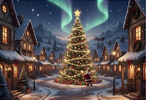 Fundo Fotográfico  Arvore Natal  neve