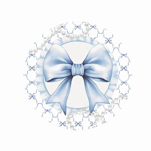 Painel Festa Redondo Sublimado Laço Azul