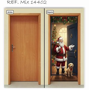 Capa Decorativa para  Porta  Natal Papai Noel