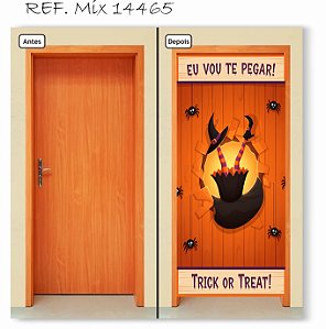 Capa Decorativa para  Porta  Halloween Trick or Treat