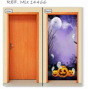 Capa Decorativa para  Porta  Halloween Teias luar