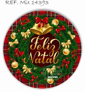 Painel Festa Redondo Sublimado Feliz Natal Guirlanda