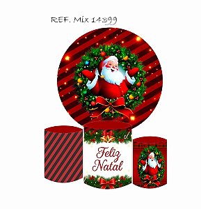 Kit Painel Redondo Sublimado  Natal 2025 + Trio de Cilindros Veste Fácil