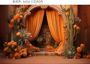 Fundo Fotográfico Sublimado  Cactos Laranja