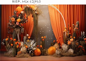 Fundo Fotográfico Sublimado  Flores Laranja