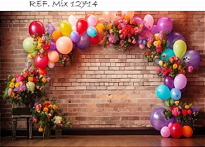 Fundo Fotográfico  Tijolinhos Clean Balões Coloridos