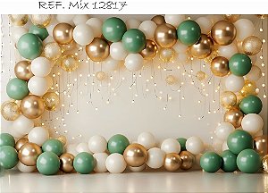 Fundo Fotográfico Balões Verde e Bege