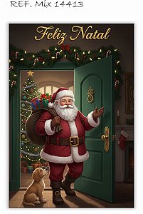 Painel Festa Retangular Em Tecido Papai Noel