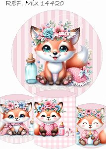 Kit Painel Redondo Sublimado  Rapozinha