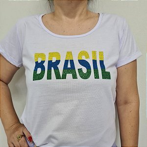 Blusa Brasil Copa Com Strass