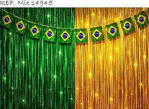 Fundo Bandeirinhas e Cortina Brasil para Festas