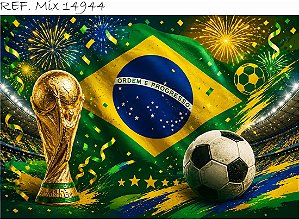 Fundo Bandeira Brasil Bola e Taça