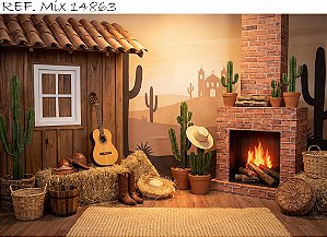 Fundo Fotográfico Sertanejo Cactus Lareira