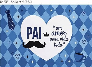 Fundo Fotográfico Dia dos Pais Azul com Coração