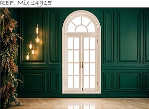 Fundo Porta Luzes Boiserie Verde Elegante