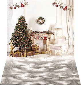 Fundo fotográfico para fotografias em tecido sala árvore de Natal