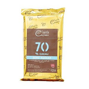 Barra de Chocolate 70% Cacau Zero Açúcar - 1kg