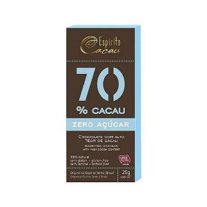 Tablete de Chocolate 70% Cacau Zero - 25g (10 un)