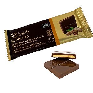 Tablete de Chocolate 44% Cacau Ao Leite com Recheio de Amendoim - 35g (10 Un)