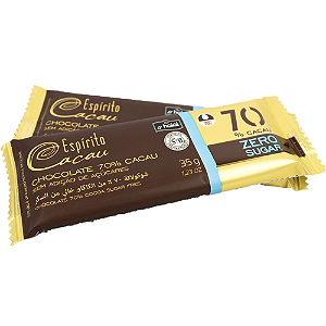 Tablete de Chocolate 70% Cacau Zero Açúcar - 35g (10 un)