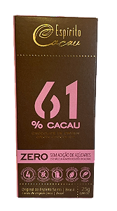 Tablete de Chocolate 61% Cacau Zero Açúcar - 25g (10 unid)