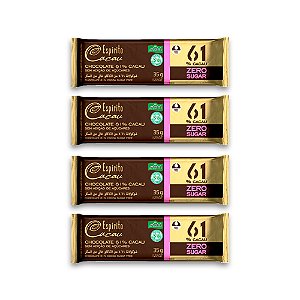 Kit Tablete de Chocolate 61% Cacau Zero Açúcar - 35g (4 und)
