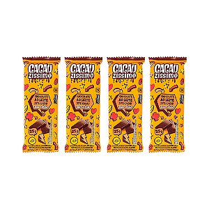 Kit Tablete Chocolate 37% Cacau ao Leite Zero Açúcar 25gr - Cacauzíssimo (4 und)