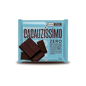 Tablete Chocolate 70% Cacau Zero Açúcar 70gr - Cacauzíssimo