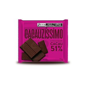 Tablete Chocolate 51% Cacau 70gr - Cacauzíssimo