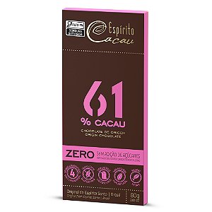 Tablete de Chocolate 61% Cacau Zero Açúcar - 80g