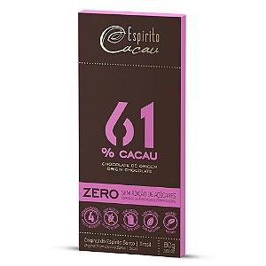Tablete de Chocolate 61% Cacau Zero Açúcar - 80g