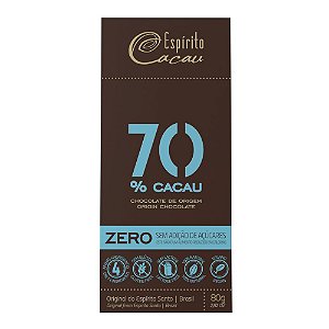 Tablete de Chocolate 70% Cacau Zero Açúcar - 80g